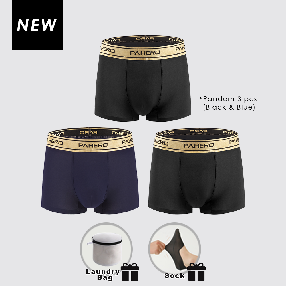 [3PCS COMBO] Pahero Breathable AirSilk Trunk Anti-Bacterial Silky Comfortable Underwear